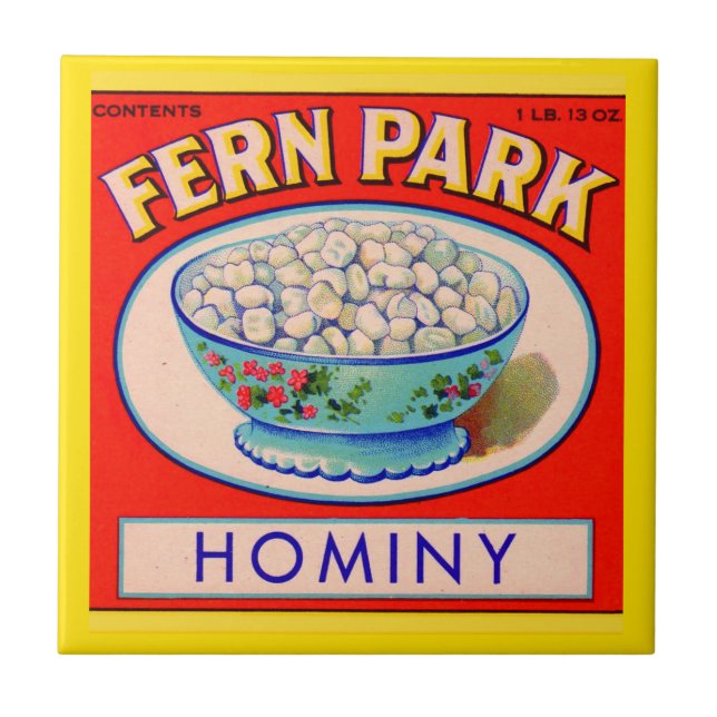 Carreau 1930 s Fern Park hominy grits label (Devant)