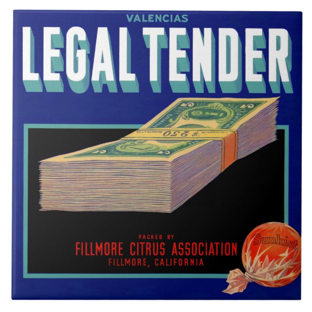 Carreau 1930s Juridique Tender orange crate étiquette (Devant)