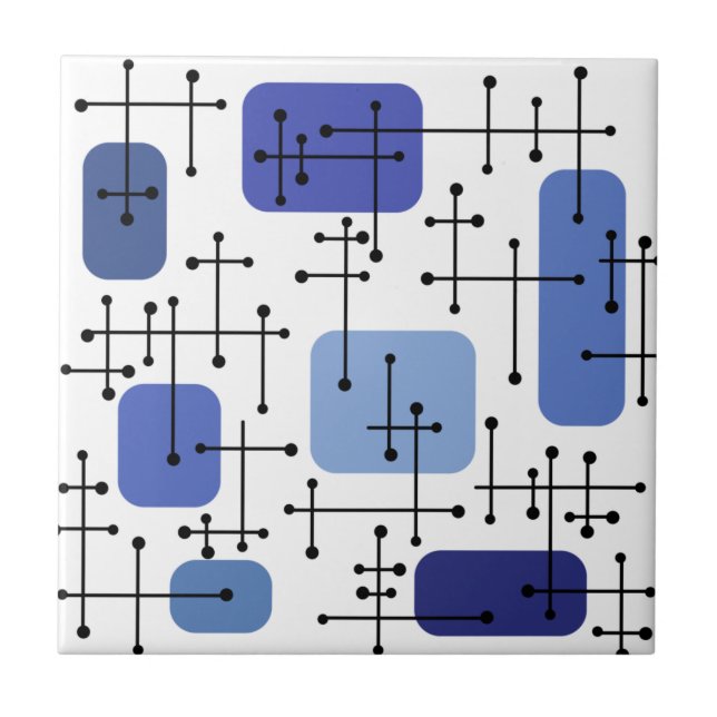 Carreau 1950 Eames Era Art Crosshairs Blanc Bleu (Devant)