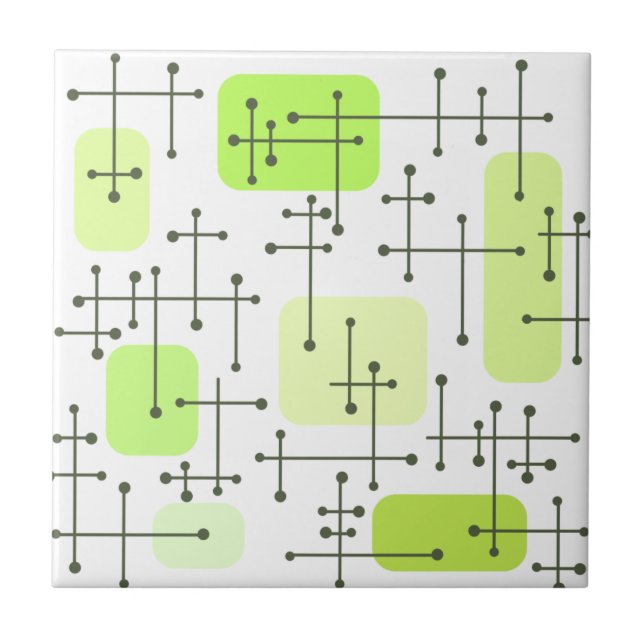 Carreau 1950 Eames Era Art Crosshairs Chartreuse (Devant)