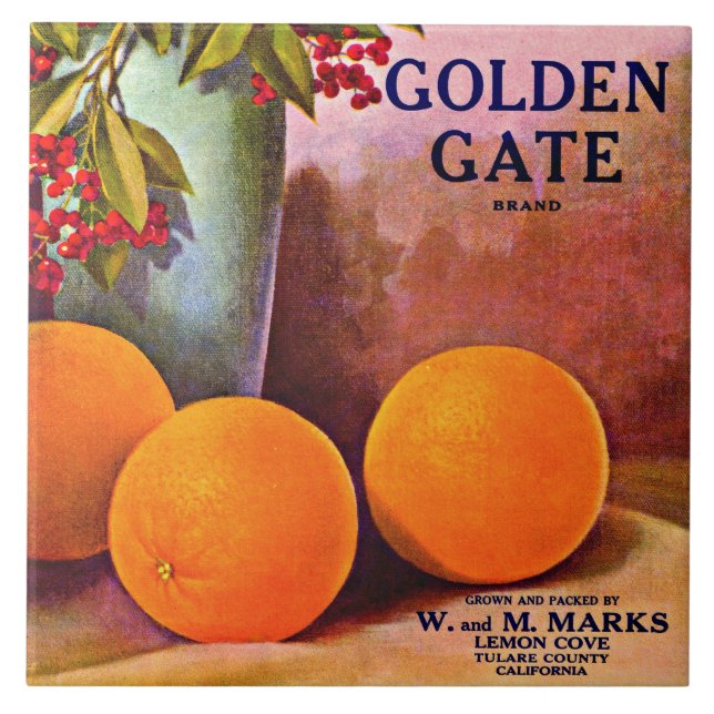 Carreau 1950 Golden Gate Marque orange crate étiquette (Devant)