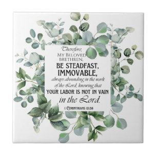 Carreau 1 Corinthiens 15:58 Inspirational Verse Eucalyptus