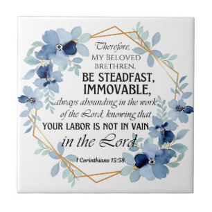 Carreau 1 Corinthiens 15:58 Inspirational Verse Floral