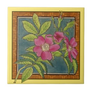 Carreau 1 de 8 repro de la Maw victorienne fleurie coloré