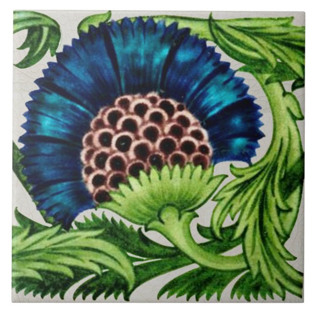 Carreau 1 de Pair of Repro Antique De Morgan Floral (Devant)