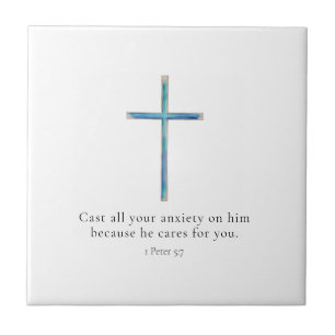 Carreau 1 Pierre 5:7 Croix minimaliste