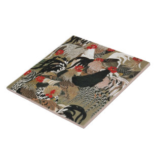 Carreau 20. 群 鶏 図, 冲 volée de coqs, Jakuchu, Japon Art