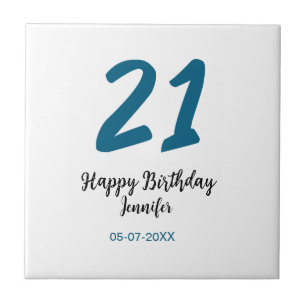 Carreau 21 ans audacieux lettre bleue simple minimum