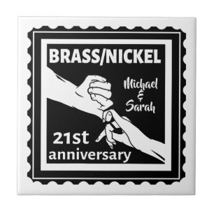 Carreau 21e anniversaire mariage laiton nickel traditionne