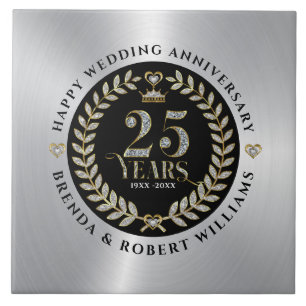 Carreau 25e anniversaire mariage parties scintillant d'arg