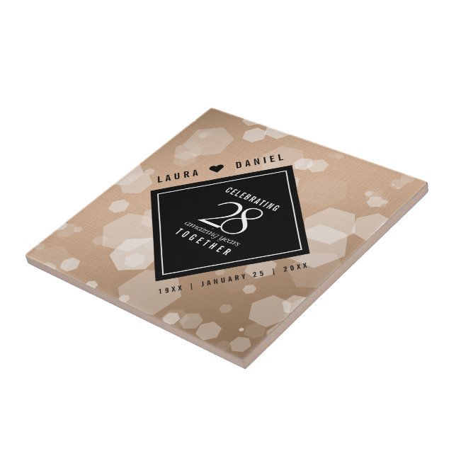 Carreau 28e anniversaire du Mariage de lin élégant (Côté)