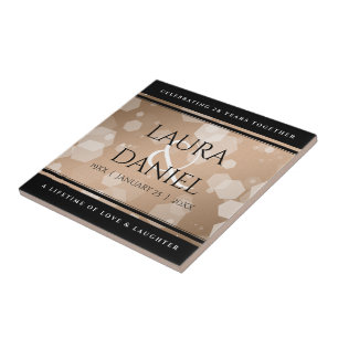 Carreau 28e anniversaire du Mariage de lin élégant