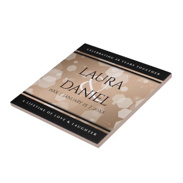 Carreau 28e anniversaire du Mariage de lin élégant (Côté)