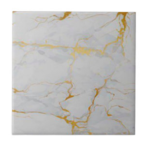 Carreau 2 sur 4 marbre blanc aux Faux de couleur or 4,5 po