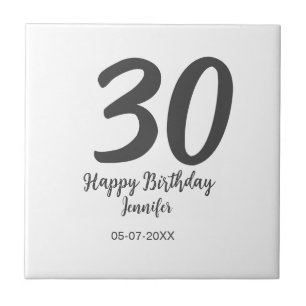 Carreau 30e anniversaire ajouter nom date année noir modèl