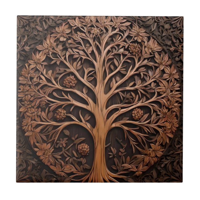 Carreau 3D Warah Tree Wood Print, (Devant)
