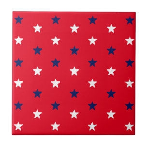 Carreau 4 juillet rouge blanc bleu patriotique étoiles mot
