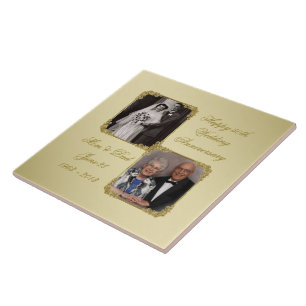 Carreau 50e Anniversaire d'or Mariage tuile photo