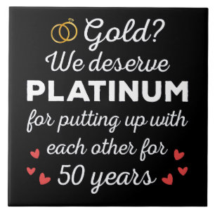 Carreau 50ème anniversaire de Mariage I - Gold Funny Coupl