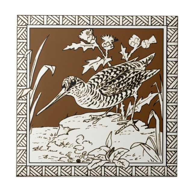 Carreau #5 de 12 Repro 1880 Série d'oiseaux de Minton Moch (Devant)
