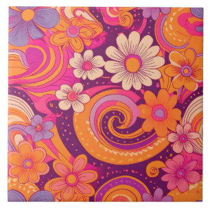 Carreau 60s les années 70 tuile de fleurs rétro