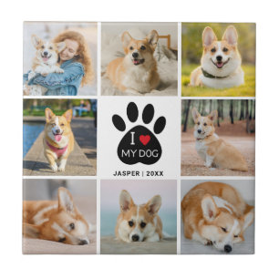Carreau 8 Photo Collage I Love My Dog Empreinte de patte