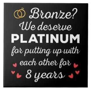 Carreau 8ème anniversaire Mariage I - Bronze Funny Couple