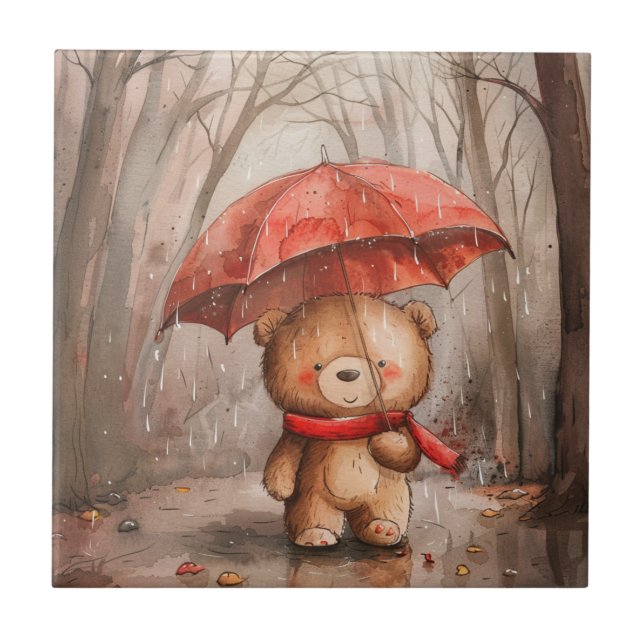 Carreau A Cute Teddy Bear in The Rain (Devant)