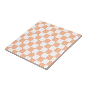 Carreau à damiers carré pêche orange blanc géométrique