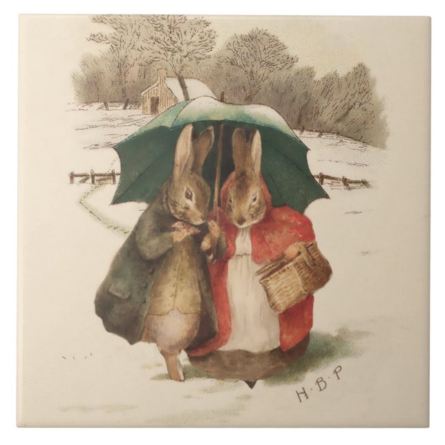 Carreau "A Happy Pair" de Beatrix Potter (Devant)