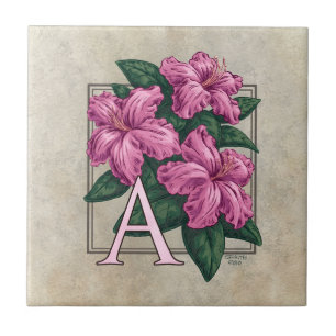 Carreau A pour Monogramme de fleurs d'Azalea