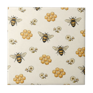 Carreau Abeilles à Miel et Motif Sans Couture de Rayon de