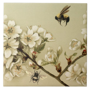 CARREAU ABEILLES À MIEL ET ROSES SAUVAGES MONOGRAMME