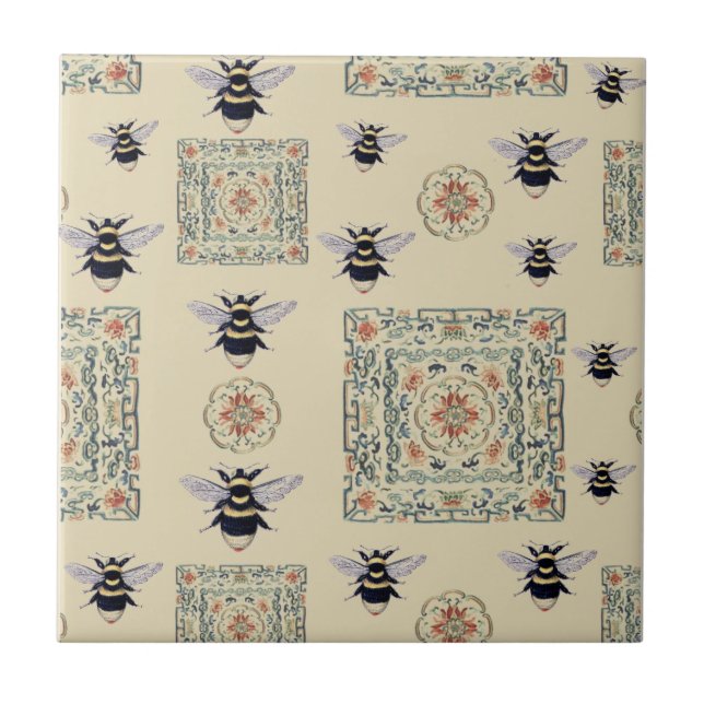 Carreau Abeilles de miel Brown Beige Or avec design (Devant)