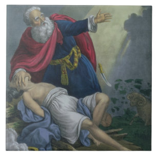 Carreau Abraham offrant vers le haut de son fils Isaac,