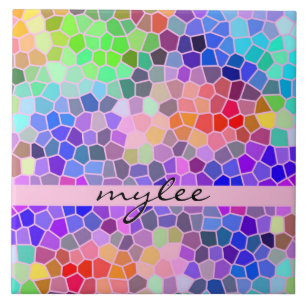Carreau Abrégé sur coloré monogramme de rose d'arc-en-ciel