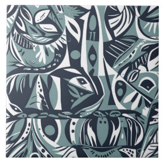 Carreau Abstract Artistic Boho Whimsical Geometric Blue