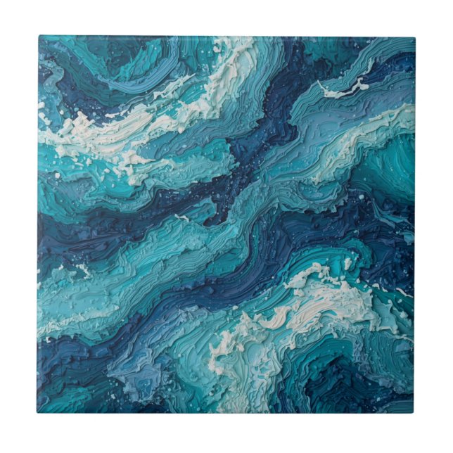Carreau Abstract Ocean Wave Texture Ceramic Tile (Devant)
