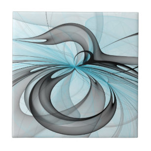 Carreau Abstrait Anthracite Gris Bleu Moderne Fractage Art