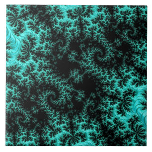 Carreau Abstrait Black Green Fractal Art