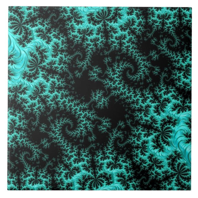 Carreau Abstrait Black Green Fractal Art (Devant)