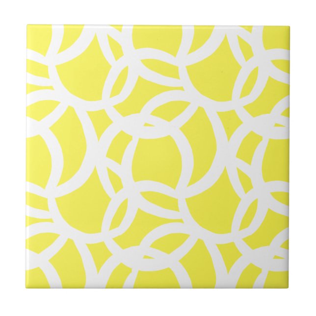 Carreau Abstrait citron jaune et blanc moderne Motif (Devant)