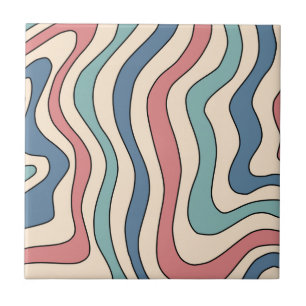 Carreau Abstrait coloré rétro Wavy Stripe moderne élégant