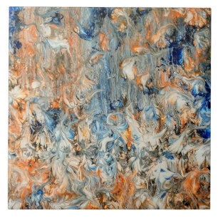 Carreau Abstrait en bleu et orange