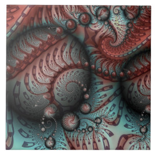Carreau Abstrait Fantaisie Vive Art Fractal Brun Bleu