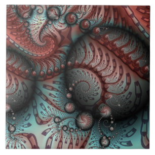 Carreau Abstrait Fantastique Vivid Art Fractal Brun Bleu