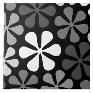 Carreau Abstrait Grandes Fleurs Monochrome