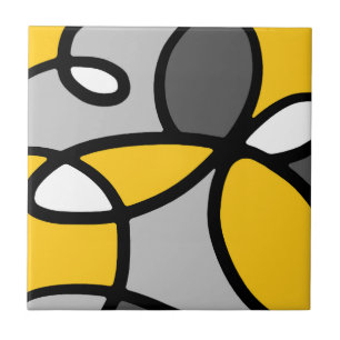 Carreau Abstrait gris jaune noir blanc