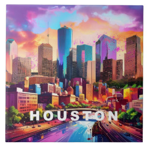 Carreau Abstrait Houston Skyline Art moderne Cityscape