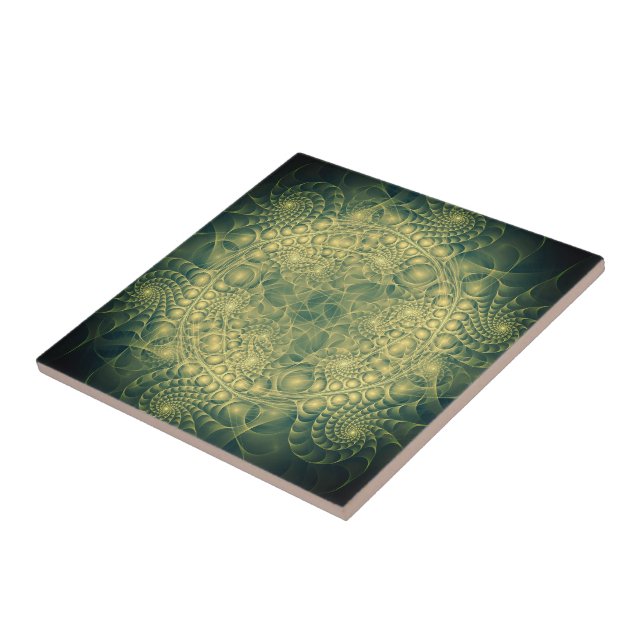 Carreau Abstrait jaune vert fractal - Unique (Côté)